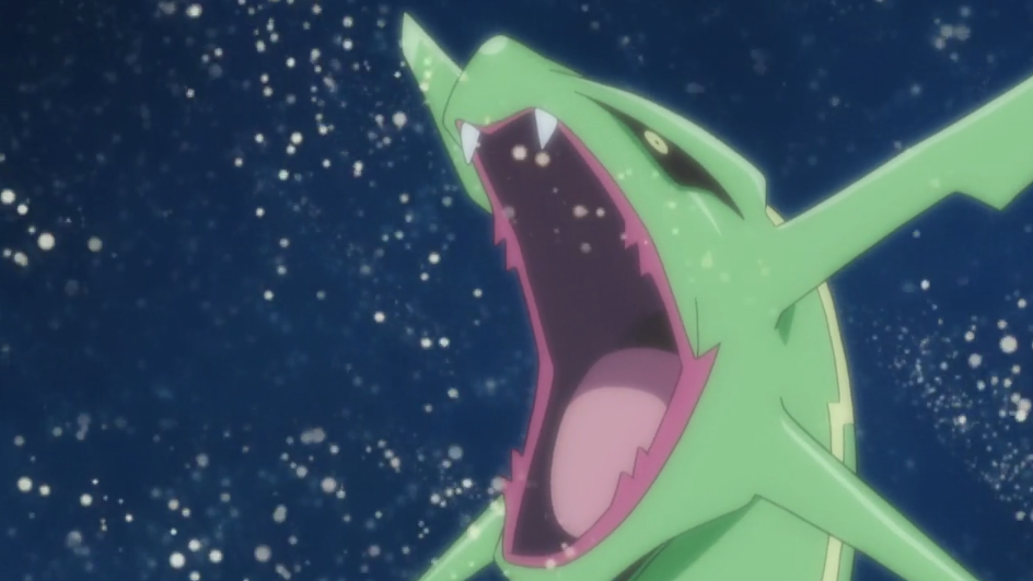 Rayquaza était surpris par le fait que les Pokémon mangeaient dans la série